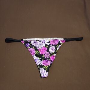 Victoria's Secret Floral Rhinestone V-String Thong. NWT size L